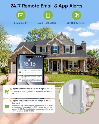 Image of MOCREO WiFi Thermometer Freezer Alarm, Email Alert, App Notification, Data Record Export, No Subscription Fee, 2 Remote Wireless Temperature Sensors for Refrigerator, Freezer, Hot Tub