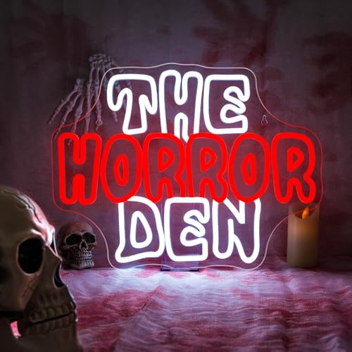 Image of Horror Den Neon Sign Spooky Wall Light Scary Gift for Movie Fans Decoration