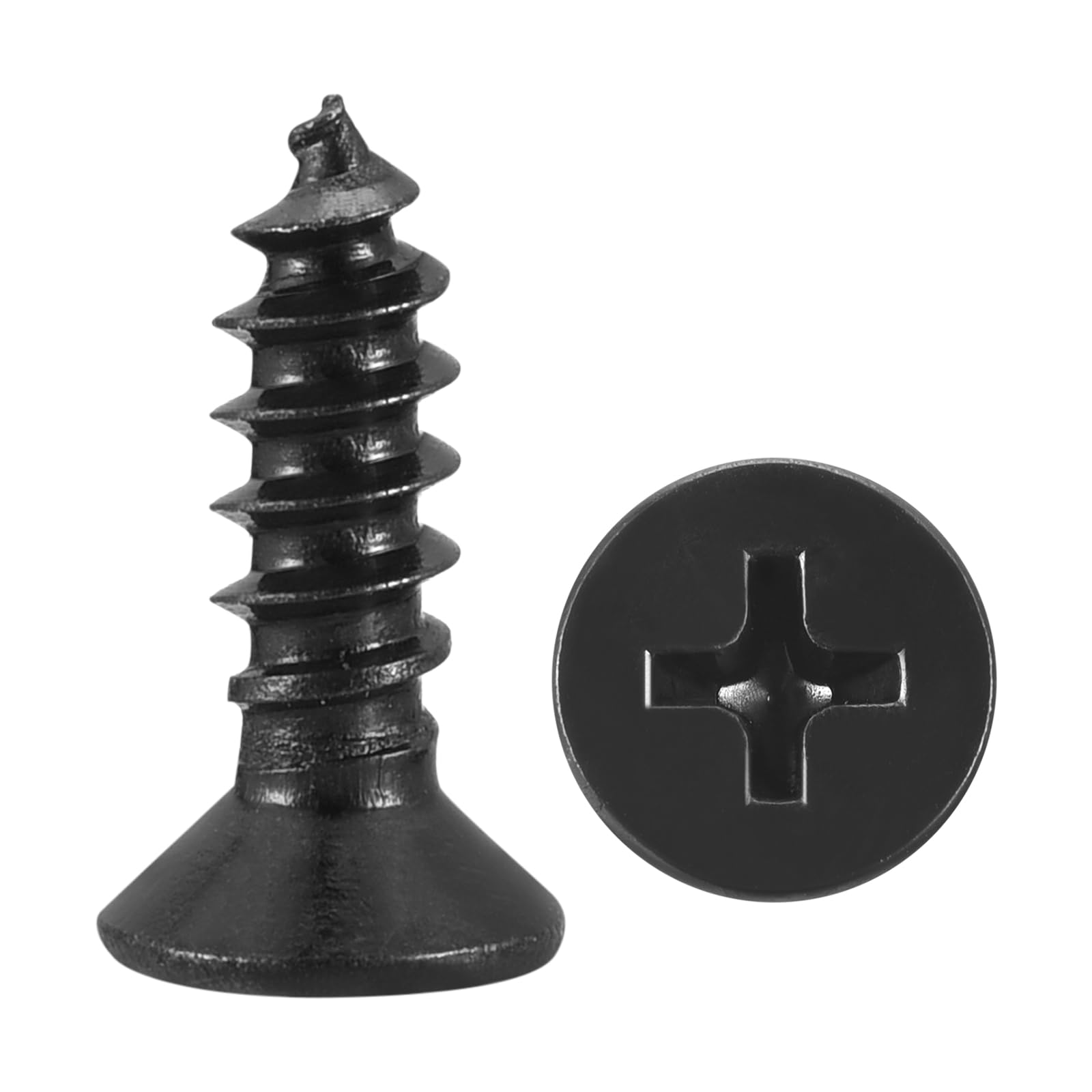 METALLIXITY Countersunk Phillips Wood Screws (ST3x10mm) 100Pcs, Carbon Steel Coarse Thread Phillips Drive Flat Head Wood Screws - for Furniture Installation Repair, Black — image 1