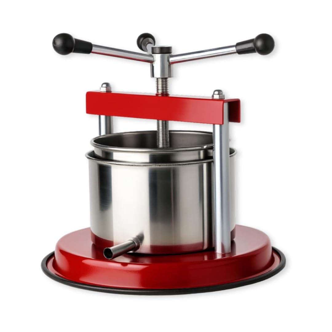 Torchio Manuale 1,5 Litri in Acciaio Inox, Pressa Multiuso per Uva, Frutta e Verdura, Uso Domestico