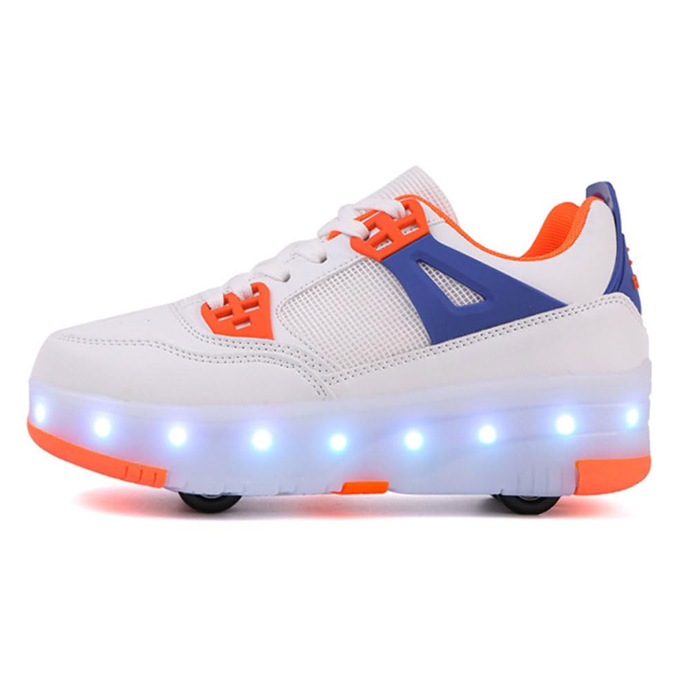 Hiseng Chaussure Roller Fille, Basket Roller pour Enfan Chaussure a Roulette Garcon Chaussure a Roulette Fille Garçons Chaussures 4 Roller Roues Basket a Roulette Adolescents pour Extérieur 29-40EU