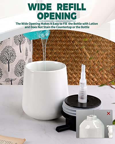 Image of Bosilunlife Liquid Soap Dispenser - 12Oz Lotion Dispenser with Pump Matte White Ceramic Soap Dispenser Bathroom Dish Hand Wash Dispenser for Kitchen Pump Dispenser