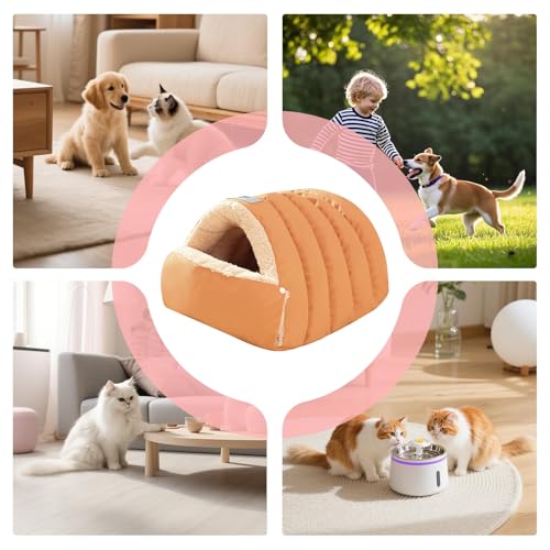 Lit grotte pour animaux isolant du vent et sac de couchage thermique - 7