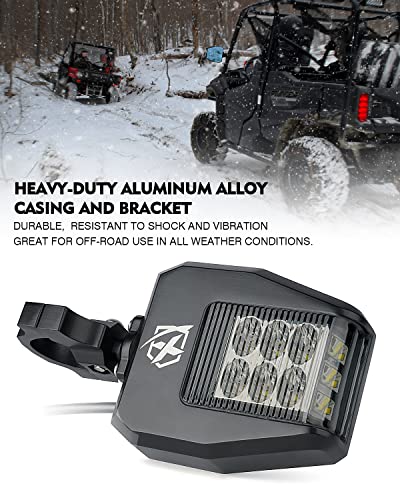 Xprite Aluminium Utv Side Rear View Mirrors Fit All 1.6-2 Inch Roll Bar Cage, Blue Anti-Glare Mirrors And Smoke Lens Led Spot Light For Utv Atv Can Am Maverick X3 Polaris Rzr Xp 1000 Yamaha #TOP4