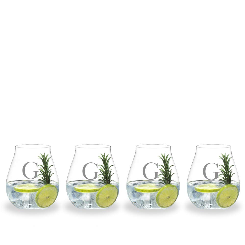 Personalized 4 Piece Gin O'Clock Crystal Gin Gift Set by Riedel Engraved & Monogrammed