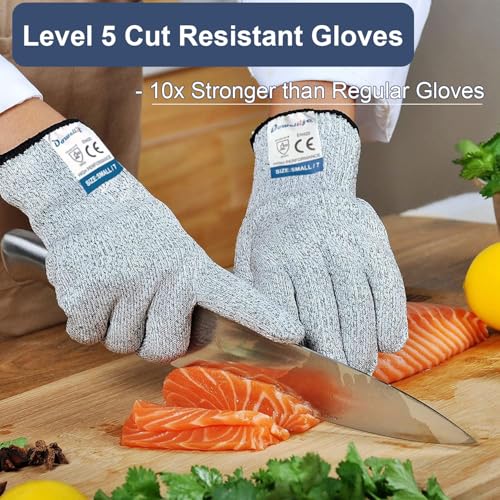Image of Dowellife Cut Resistant Gloves Food Grade Level 5 Protection, Safety Kitchen Cut Gloves for Chef Oyster Shucking Mandolin Knife Butcher Meat Cutting