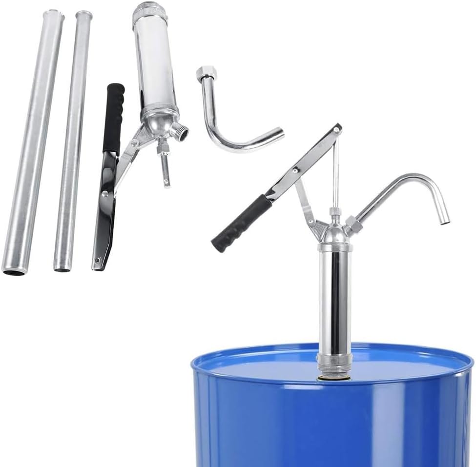Manual Oil Drum Pump, Lever Action Barrel Pump, 450-900mm Telescoping Suction Tube, Suitable for 50-200L Oil Drums, Perfect for Transferring Motor Oil, Diesel, Kerosene & Fuel