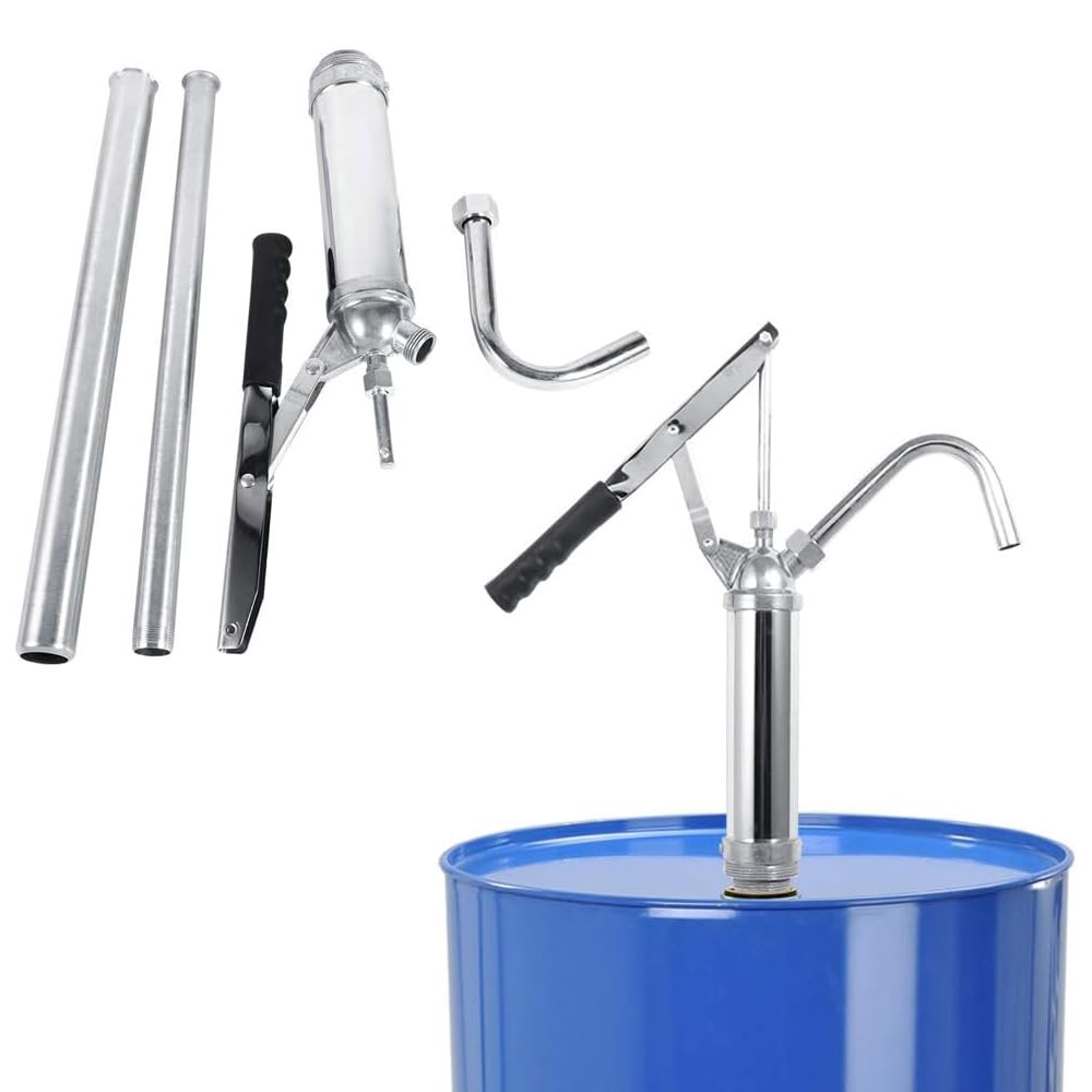 Bomba Manual para bidones de Aceite, Bomba de Palanca para barriles, Tubo de succión telescópico de 450-900 mm, Apta para bidones de Aceite de 50-200 L, Ideal para transferir Aceite de Motor, diésel,