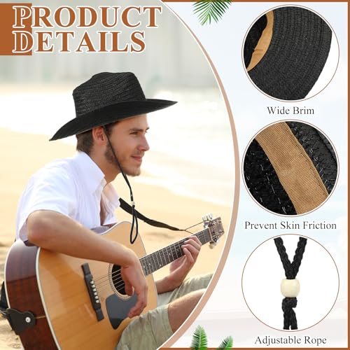 Image of JaGely 12 Pcs Straw Cowboy Hats for Women Men, Wide Brim Summer Hat Bulk Sun Protection for Western Themed Party