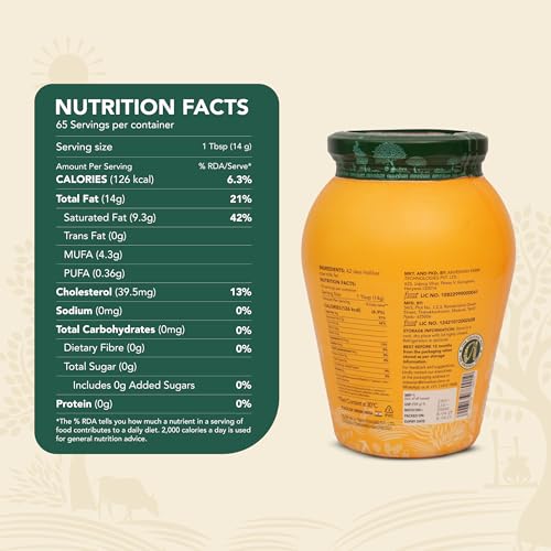 Image of Anveshan A2 Desi Cow Ghee 1 Litre | Traditionally Bilona-Churned, Danedar Ghee | Aromatic| NABL Lab Tested (70+ tests), Cruelty-Free | Grass-Fed | Glass Jar (Pack of 2)