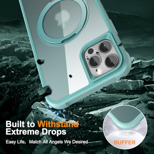 Image of Designed for iPhone 12 /12 Pro Case with 360 Rotatable Magnetic Ring Stand [Compatible Mag-Safe] [Military Grade Protection] Translucent Matte Phone Cases for Women Men 6.1'', Green