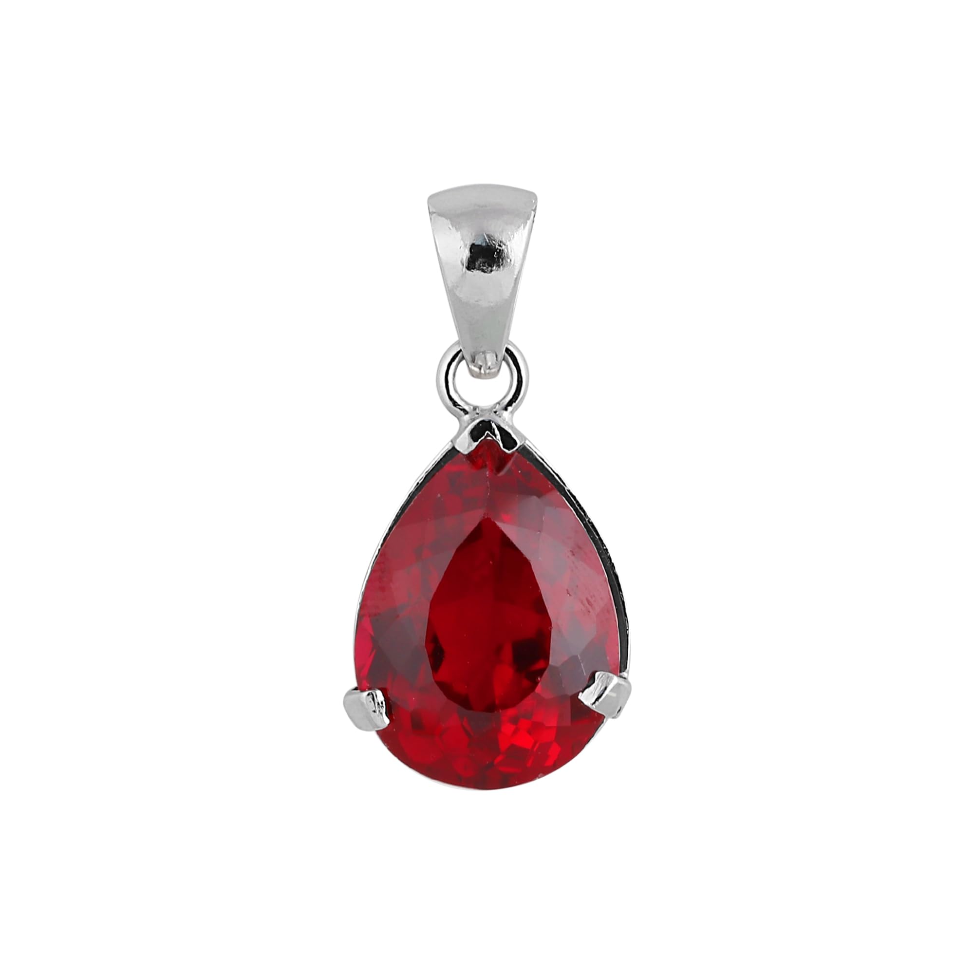 18 Ct Natural Pear Cut Red Ruby Pendant Necklace 925 Sterling Silver Jewelry for Women with Chain