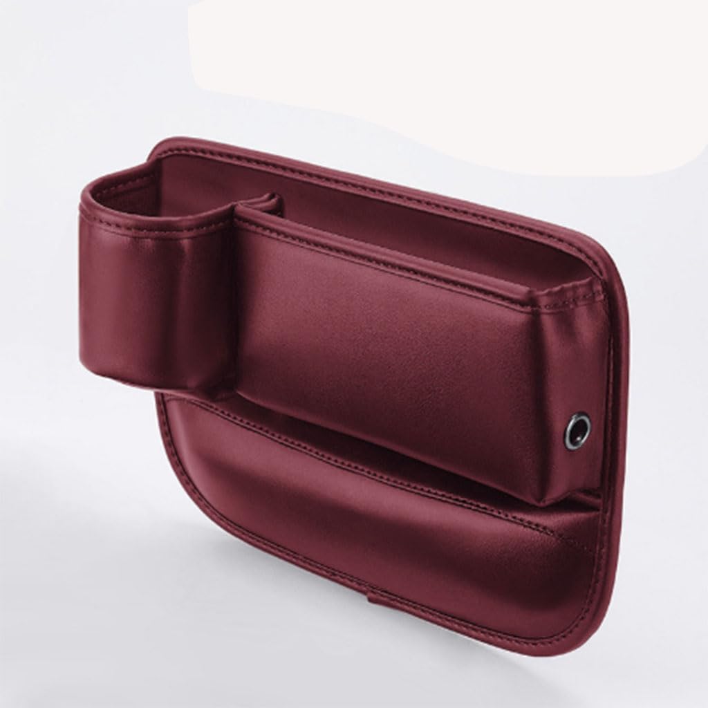 Car Seat Gap Filler Organiser for BMW Mini Electric (J01) 2024 2025, Car Gap Box Leather Adjustable with Cup Holder Car Accessories, Main Driver red