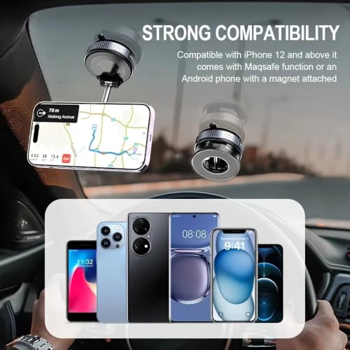Image of Upgraded 360 Vaccum Magnetic Phones Holder, Magnetic Car Phone Mount, Hands-Free Suction Cup Holder for Car /Gym /Mirror /Car Dashboard, Car Mount Compatible For iPhone And Android All Smartphone