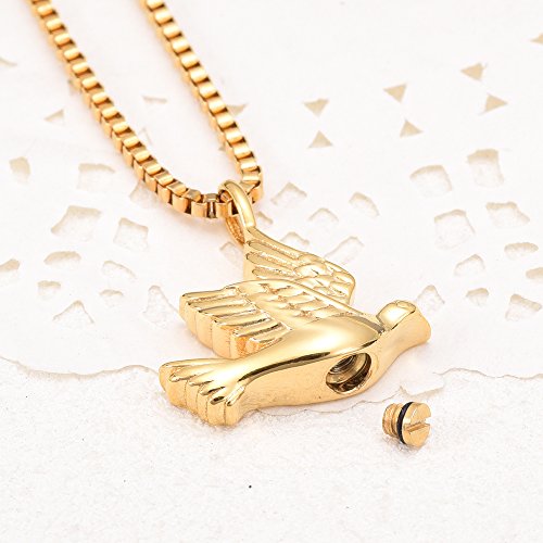 XSMZB Dove Cremation Urn Necklace for Ashes Stainless Steel Urn Jewelry Memorial Pendants for Men Women4