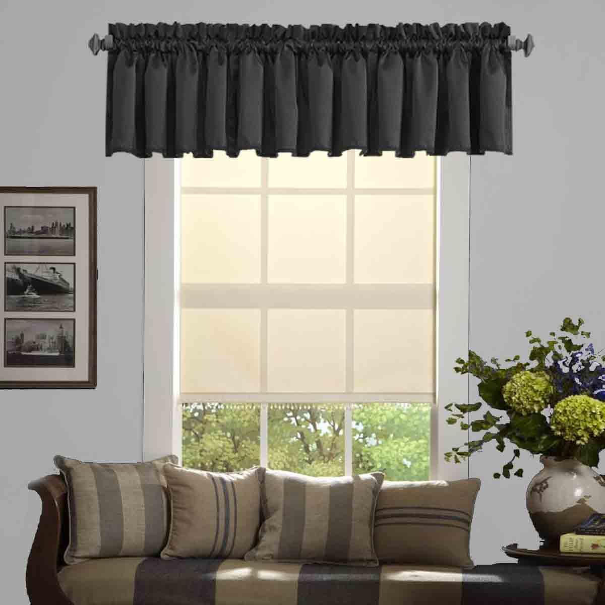 Ladity Black Valance Curtains for Bedroom & Living Room - Rod Pocket Farmhouse Valance, 52 X 18 Inch, 1 Panel