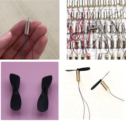 Image of High-Speed Metal DC 3.7V Micro Coreless Motor Set with Propellers for Mini Drones, Clockwise and Anticlockwise Rotation (4 Motors + 12 Props)