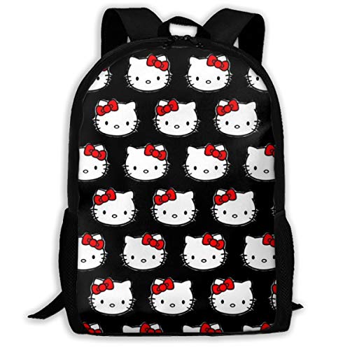 Hello Kitty Mochila de Deporte Unisex con Fondo Negro y diseño de Oxford
