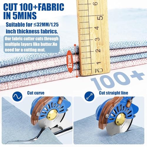 Electric Fabric Rotary Cutter, Adjustable Speed, 100/110/125mm Thickness, Perfect for Multi-Layer Fabric & Leather, Efficient Cutting Machine, Ideal Sewing Tool