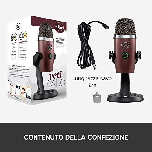 Blue Microphones Yeti Professional Multi-Pattern USB Mic for Recording and Streaming Microfono USB a Condensatore Professionale Blue Yeti Nano con Pattern di Pickup Multipli, Streaming PC/Mac, Rosso - Microfono streaming - Immagine 9
