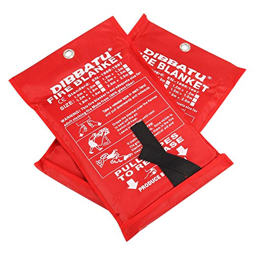 DIBBATU Fire Blanket Emergency for Kitchen, Suppression Flame Retardent Safety Blanket for Home, Schooll, Fireplace, Grill, Car, Office, Warehouse (2 Pack)