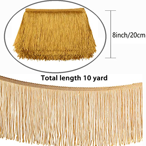 8 Inch Width Gold Fringe Trim 10 Yards Long Tassel Sewing Trim For Diy Craft Clothing And Dress Decoration (Gold) #TOP1