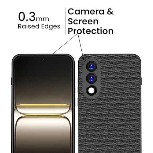 Image of Kapa Soft Fabric & Leather Hybrid Protective Back Cover for OnePlus Nord 5 | Shockproof Slim Hard Anti Slip Back Case (Black,Blue)