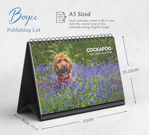 Cockapoo Calendrier de bureau 2027-2028 : calendrier de bureau à rabat avec papier épais (15,25 cm x 22 cm, similaire au format A5) – vue 7