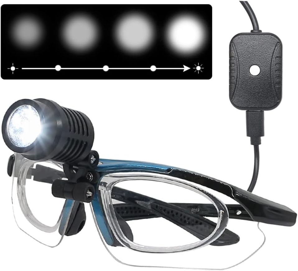 Headlight with Light Glasses Brightness Adjustable for ENT Examination Magnifying Glass