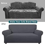 BOLUXIU Sofabezug, Eck Stretch-Sofabezug Stretch Sofabezug für 1/2/3/4 Sitzer(L-förmiges Ecksofa erfordert Zwei) (2 Sitzer:145-185cm, Grau)