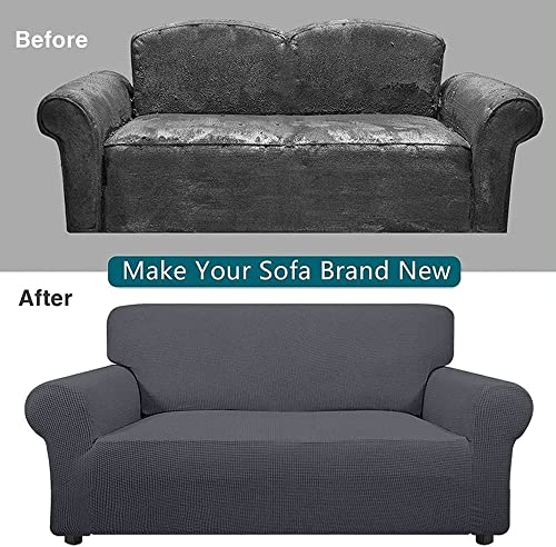 BOLUXIU Sofabezug, Eck Stretch-Sofabezug Stretch Sofabezug für 1/2/3/4 Sitzer(L-förmiges Ecksofa erfordert Zwei) (2 Sitzer:145-185cm, Grau)