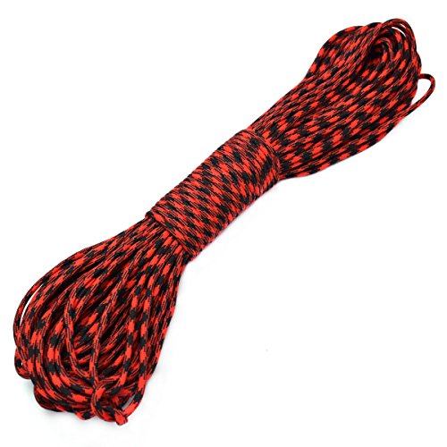 KEEJEA 100ft Type III 7 Strand Core Paracord 550 Parachute (88# Red+Black Camo)