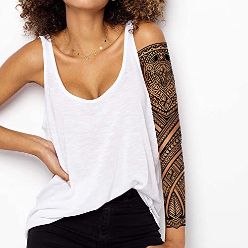 Tatodays 2 X Temporary Tattoo Turtles Stick On Black Maori Tribal Body Art Sticker Transfer For Arms Shoulder Aztec Polynesian Samoan Hawaiian For Adult Men And Women Luau Party Fancy Dress #TOP5