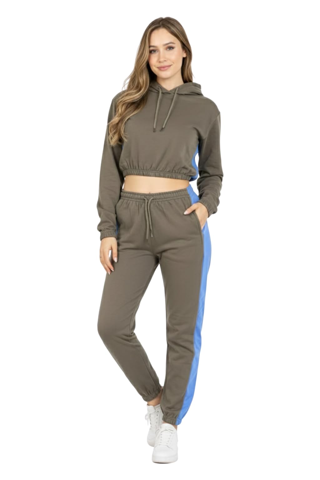Bahob® Women’s Sportswear Set, 2 Pcs Women Tracksuit Hoodie Crop Top and Joggings Pants Leggings Yoga Gym Wear Tracksuits Activewear Set XS to XXL (WCTS-103-C, XL)
