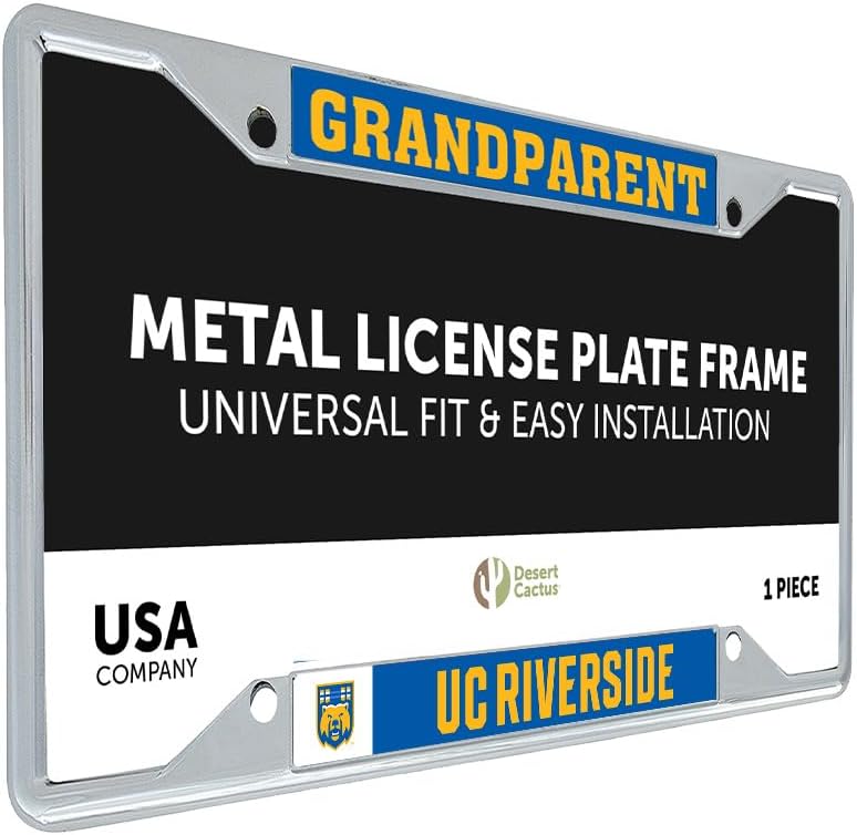 Desert Cactus University of California Riverside Car Accessories Highlanders Metal License Plate Frame and Tag Holder for Front or Rear of Car (Grandparent)