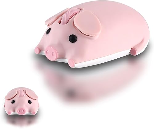 elec Space Mouse inalámbrico con diseño de cerdo lindo modo dual Bluetooth y ratón USB, funcionamiento silencioso, ergonómico, perfecto para