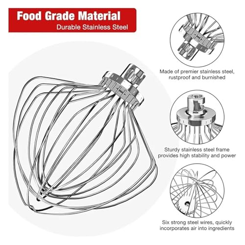 Batidor de 11 alambres compatible con Kitchenaid para bol elevable de 7QT 3