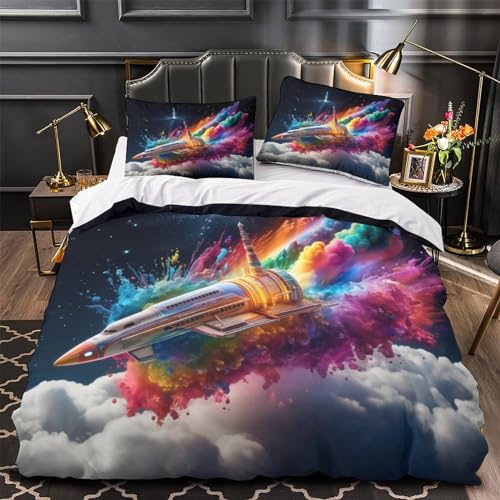 Parure de lit enfant dirigeable cadeau idéal housse de couette 200x200 dessin animé