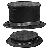 Widmann 00129 - Klappzylinder in Wildlederoptik, Schwarz, Hut, Kopfschmuck, Accessoire, Karneval, Mottoparty