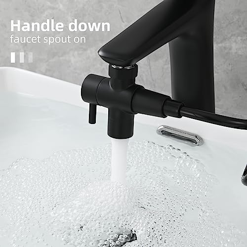 Tecmolog 3 Wege Ventil Umstellventil Messing Diverter Wasserhahn mit M22 zu M24 Adapter, Wasserhahn Ersatzteile Schwarz, SBA021CB
