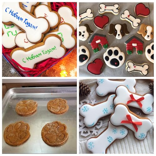 Ausstechformen Knochen, Pfote Plätzchen Ausstecher Set, 3 Stück Edelstahl Hundepfote Präge Plätzchenausstecher, Keksausstecher Cookie Cutter Geschenke für Hunde-Kekse oder Leckerlis Backen Basteln