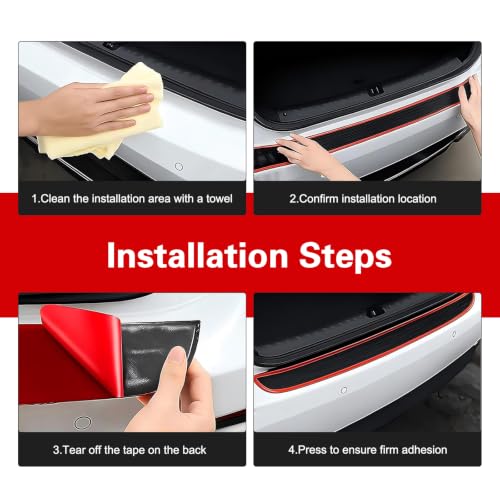 Image of Car Rear Bumper Protector, 41inch x3.5inch Rear Bumper Protector, Car Rear Bumper Edge Guards, Trunk Anti-Collision Sticker, Rubber Anti-Scratch Automotive Exterior Accessories (Red)