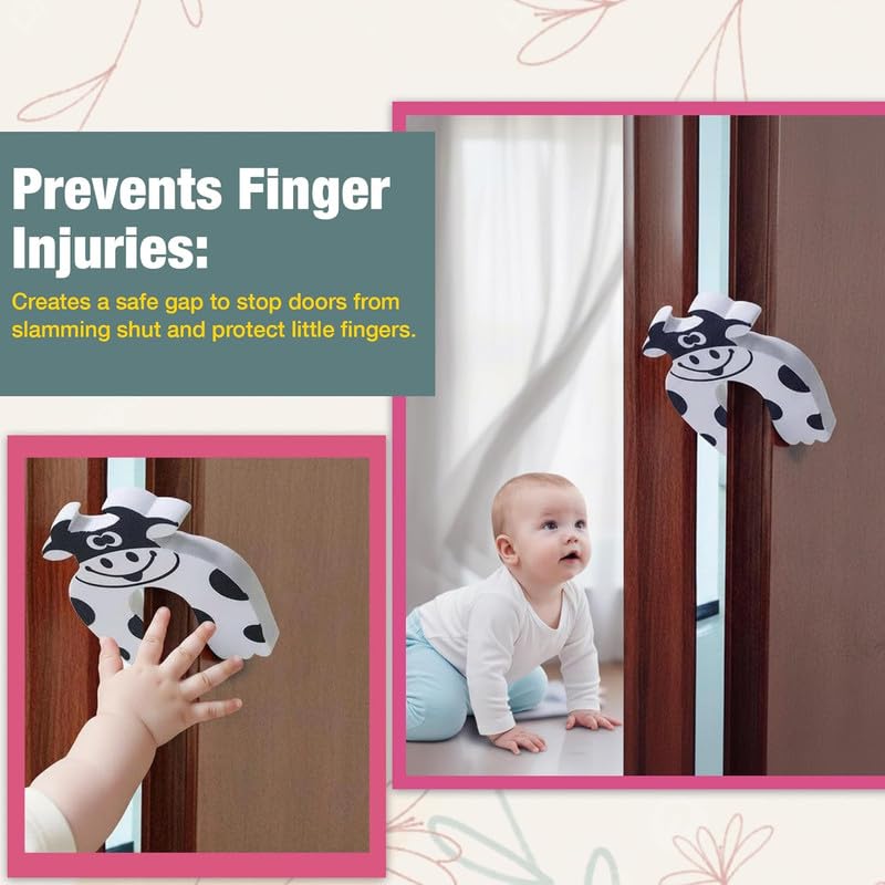 Image of Safe-O-Kid Smart Baby Safety Combo | 1 Edge Guard, 4 Corner Guards & 2 Cow Shaped Finger Pinch Guards | Childproofing Safety Kit for Furniture Edges, Corners & Doors - Assorted