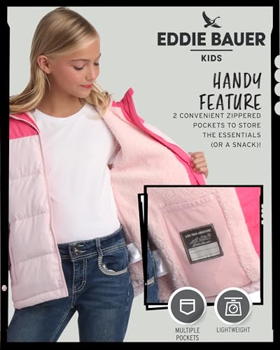 Eddie Bauer Girls' Winter Jacket - Heavyweight Quilted Down Jacket - Insulated Hooded Outerwear Coat for Girls (5-20), Size 10-12, Blush4