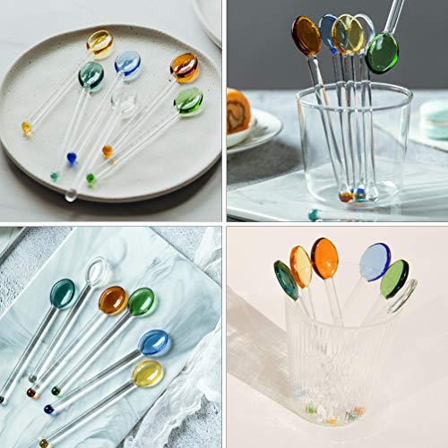 Hemoton 4Pcs Glass Stirring Spoon Rod Glass Teaspoon Clear Glass Spoons Long Handle Spoons For Espresso Dessert Mixing Drinks Appetizer Honey Amber #TOP2