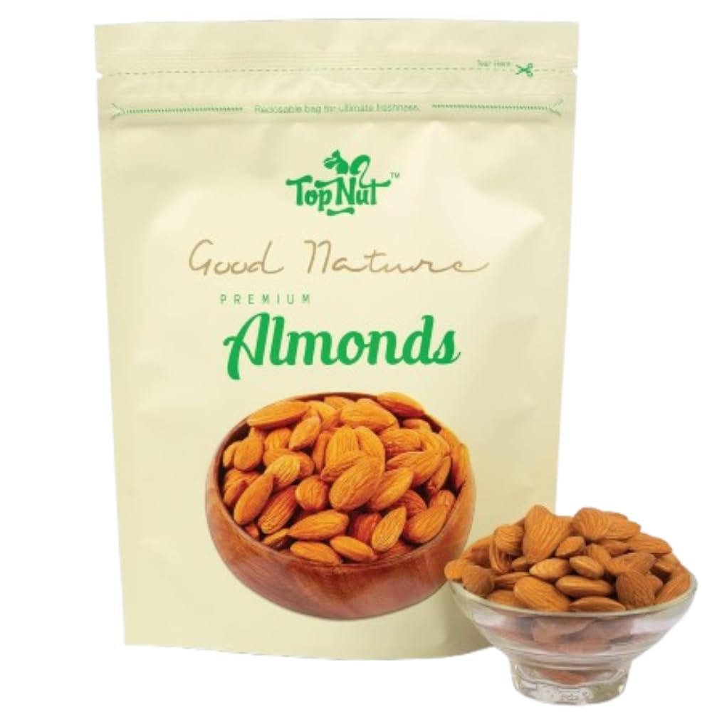 Natural Premium Almonds/Badam 500gm, with Delicious Taste, Healthy Nutritious, Low Calorie Crunchy Real Nuts, Gluten Free Dry Fruit Snack