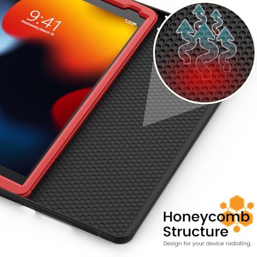 Étui intelligent iPad 9e génération rouge - Protection folio fine avec support multi-angle