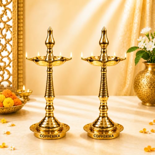 Best Brass Diyas: Brass vs Clay & Puja Essentials 49 Premium Brass Diya Kerala Samai 7 Inch (Set of 2) Traditional Oil...
