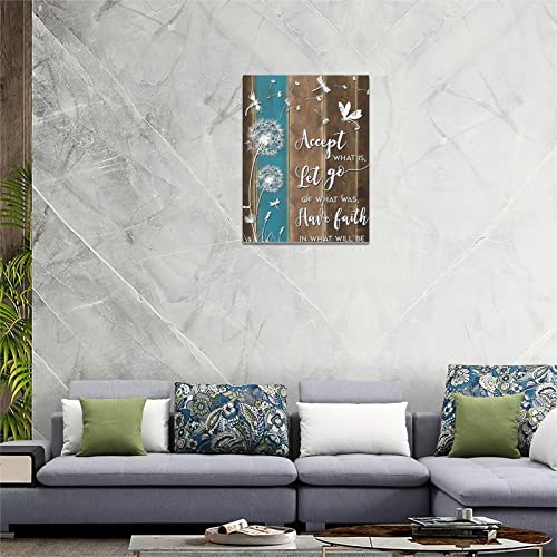Dandelion Dragonfly Wall Art Inspirational Quotes Pictures Wall Decor Accept What Is Canvas Print For Wall Abstract Dragonfly Modern Home Decor Artwork Framed For Living Room Bedroom Bathoom 12"X16" #TOP5