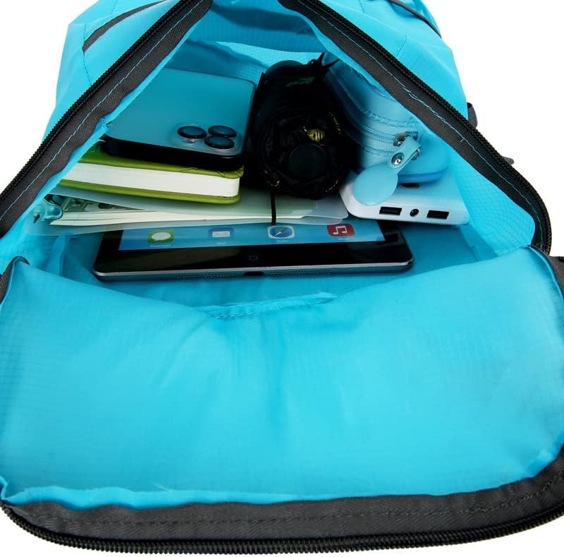 Miniatura 7 de Mochila de senderismo de 20 L, resistente al agua, ligera, plegable, pequeña mochila para viajes, camping, al aire libre, Todo negro, Mochila de